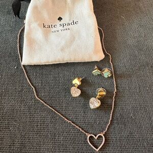 Kate Spade Gold Heart Necklace and Earrings